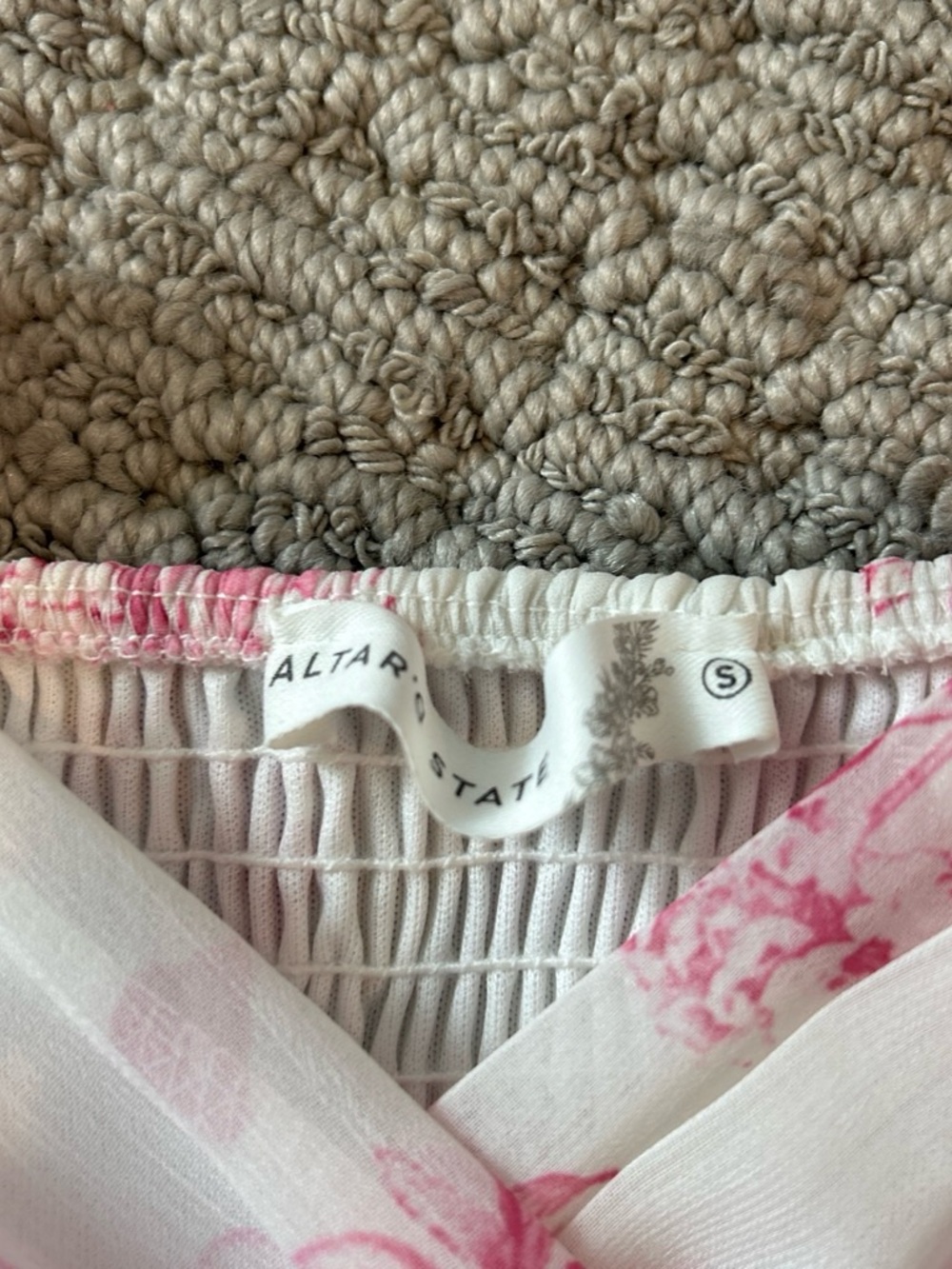 Altar'd State White and Pink Floral Ruffle Romper Dress - Picture 3 of 3